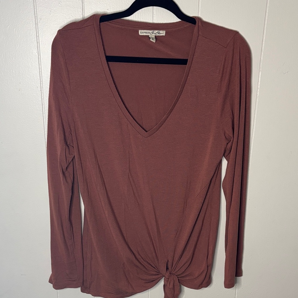 Universal Thread V-Neck Long Sleeve Top - Rust